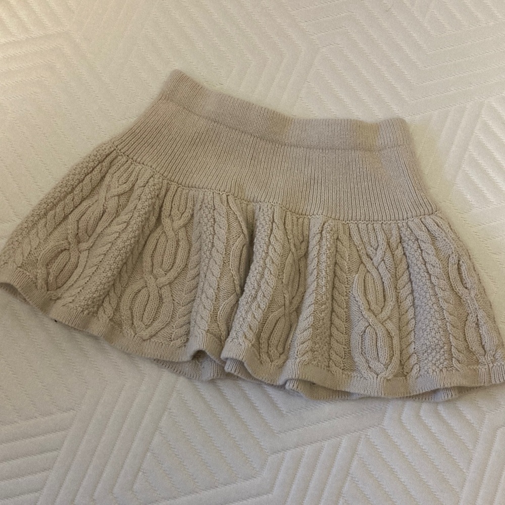 Kids 4T Cable Knit Beige Skirt sweater mini flare skirt cream neutral girls - Picture 1 of 5